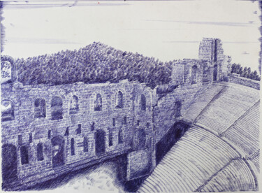 Painting titled "Ruinas" by Fernando Bressan, Original Artwork, Ballpoint pen