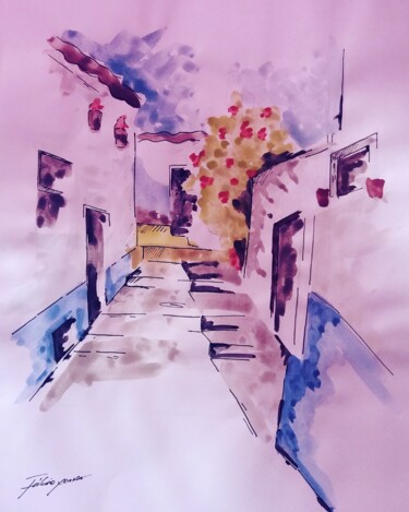 Painting titled "Minha Rua" by Fernando Hua, Original Artwork