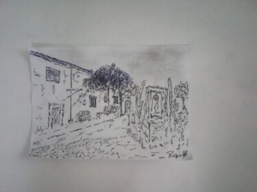 Drawing titled "En un Lugar" by Fernando Rubio, Original Artwork, Ballpoint pen
