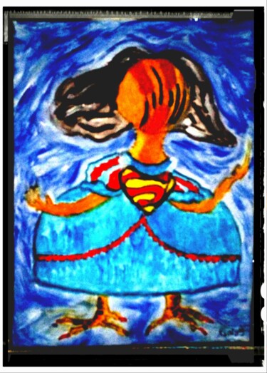 Painting titled "SuperGirl" by Fernando Rubio, Original Artwork, Oil