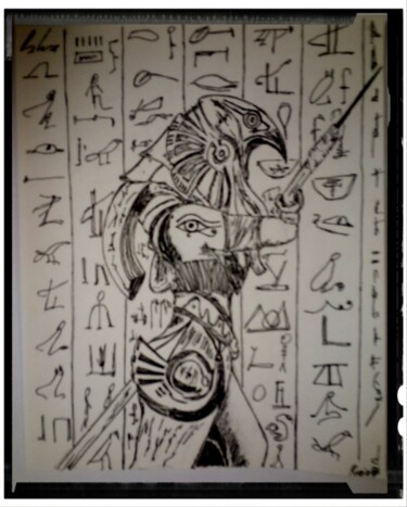 Drawing titled "Horus" by Fernando Rubio, Original Artwork, Ink