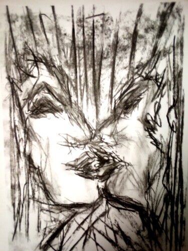 Painting titled "Besos olvidados" by Fernando Rubio, Original Artwork, Charcoal