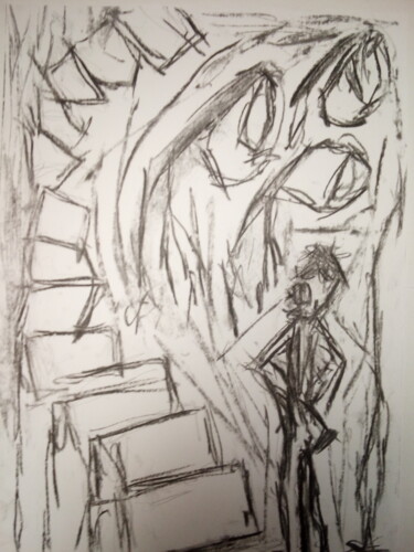 Pintura titulada "Escaleras" por Fernando Rubio, Obra de arte original, Carbón