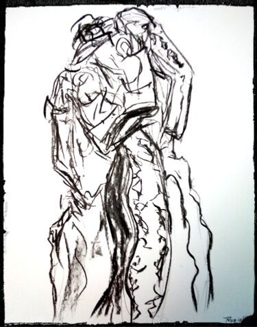 Drawing titled "Torso torero" by Fernando Rubio, Original Artwork, Charcoal
