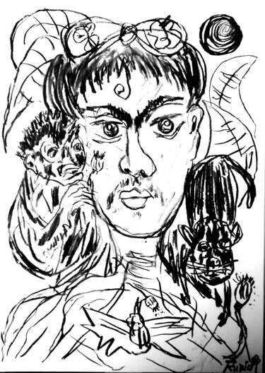 Drawing titled "Frida cuidado con e…" by Fernando Rubio, Original Artwork, Charcoal