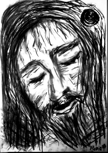 Dessin intitulée "San Cristo agotado…" par Fernando Rubio, Œuvre d'art originale, Fusain
