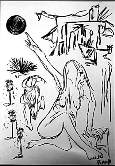 Desenho intitulada "Te veré en ese luga…" por Fernando Rubio, Obras de arte originais, Carvão