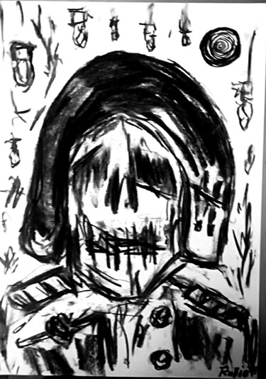 Drawing titled "Viste la muerte cer…" by Fernando Rubio, Original Artwork, Charcoal
