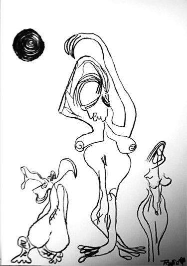 Dibujo titulada "Raras contorsiones" por Fernando Rubio, Obra de arte original, Carbón