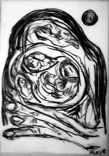 Rysunek zatytułowany „Prosencéfalo Fetal” autorstwa Fernando Rubio, Oryginalna praca, Węgiel drzewny