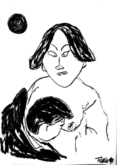 Disegno intitolato "Joven chico con Pro…" da Fernando Rubio, Opera d'arte originale, Carbone