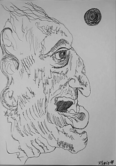 Drawing titled "Grotesque Man" by Fernando Rubio, Original Artwork, Ink