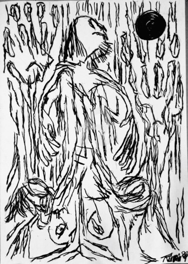 Disegno intitolato "Tronco humano" da Fernando Rubio, Opera d'arte originale, Carbone