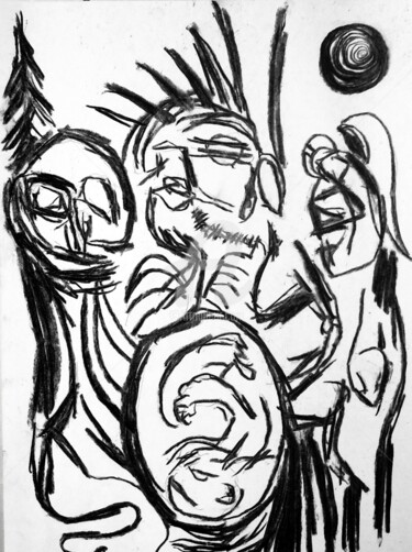 Dibujo titulada "Fatal Ovario" por Fernando Rubio, Obra de arte original, Carbón