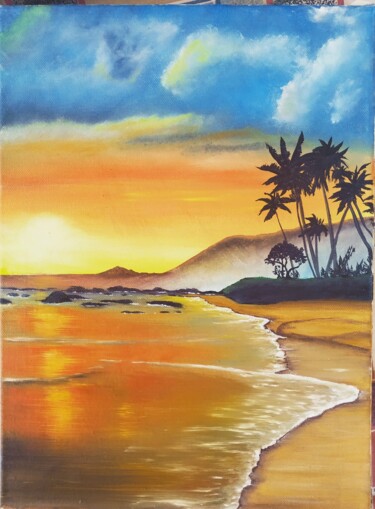 Pintura titulada "La playa" por Fernando Santos, Obra de arte original, Oleo
