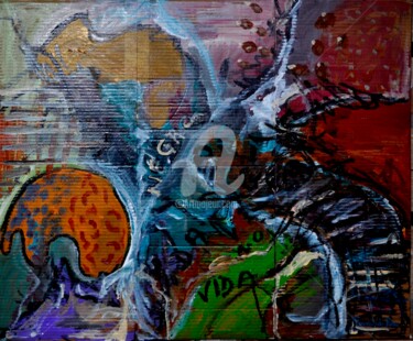 Pintura titulada ""Origem da Vida"" por Fernando Rosa, Obra de arte original, Acrílico Montado en Bastidor de camilla de mad…