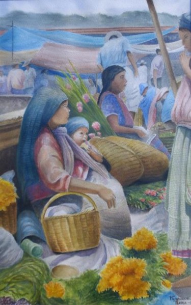 Pintura titulada "En el mercado" por Fernando Turu, Obra de arte original, Oleo