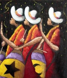 Malerei mit dem Titel "Candombe 8" von Fernando Valenzuela, Original-Kunstwerk, Öl