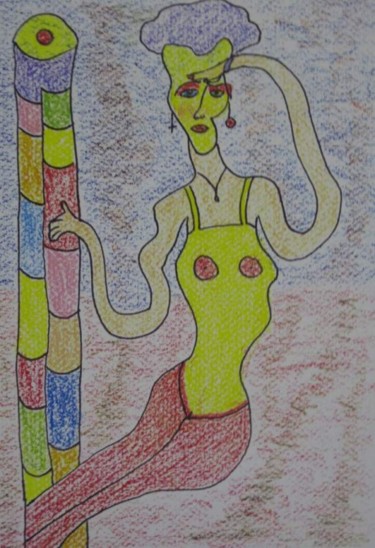 Pintura titulada "La sirena varada." por Fernando Calvo, Obra de arte original
