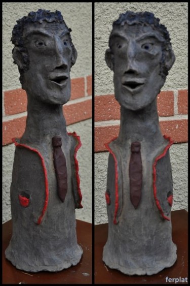 Sculpture intitulée "le Bistrotier" par Ferplat, Œuvre d'art originale