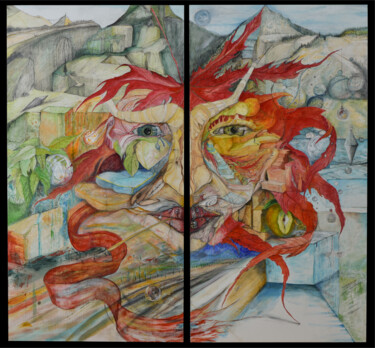 Pintura titulada "Regards et Réflexio…" por Joao Cesario, Obra de arte original, Acrílico Montado en Bastidor de camilla de…