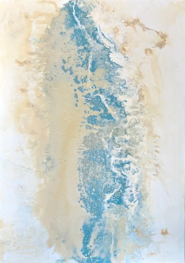 Painting titled "Rivage" by Laure Ferrando, Original Artwork, Acrylic Mounted on Wood Stretcher frame