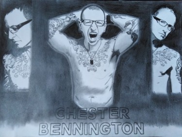 Dibujo titulada "Chester Bennington" por Dominique Bodtländer, Obra de arte original, Lápiz