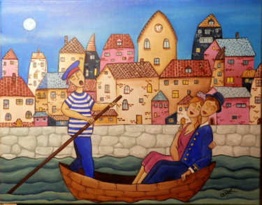 Pintura intitulada "Viaje de novios" por Ferrero Art, Obras de arte originais, Óleo Montado em Armação em madeira