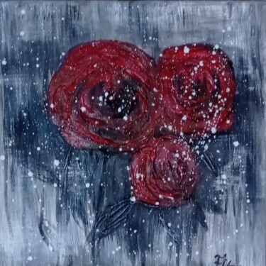 Картина под названием "Розы абстракция Ros…" - Ferrumi, Подлинное произведение искусства, Акрил Установлен на Деревянная рам…