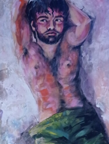 Картина под названием "молодой человек you…" - Ferrumi, Подлинное произведение искусства, Акрил Установлен на Деревянная рам…