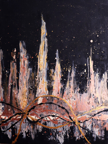 Картина под названием "Burst of energy" - Feruza Turlybek, Подлинное произведение искусства, Акрил Установлен на Деревянная…