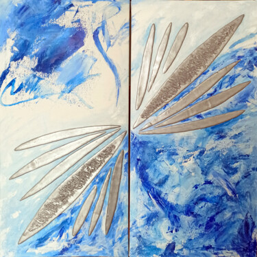 Painting titled "Diptych “Contradict…" by Feruza Turlybek, Original Artwork, Acrylic Mounted on Wood Stretcher frame