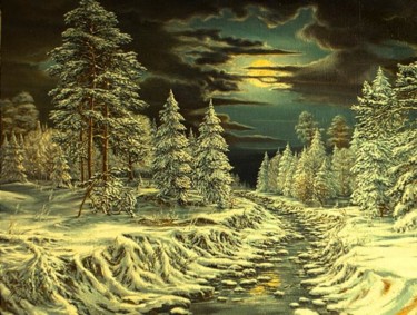 Картина под названием ""Зимняя фантазия.Лу…" - Fesenkos, Подлинное произведение искусства, Масло
