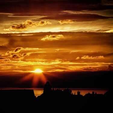 Фотография под названием "Sunset landscape" - Fetux_lines, Подлинное произведение искусства, Карандаш