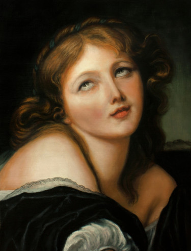 Painting titled "Woman portrait - re…" by Feydzhet, Original Artwork, Oil