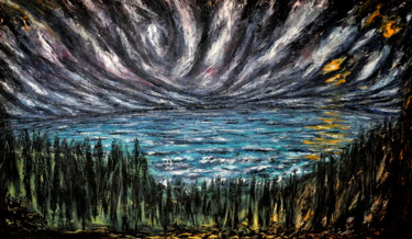 Painting titled "sky" by Fotis Galanopoulos, Original Artwork, Oil