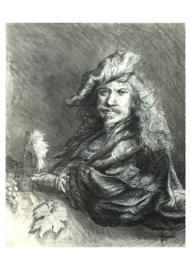 Dessin intitulée "Rembrandt, l'étude…" par Fgarcia, Œuvre d'art originale, Fusain