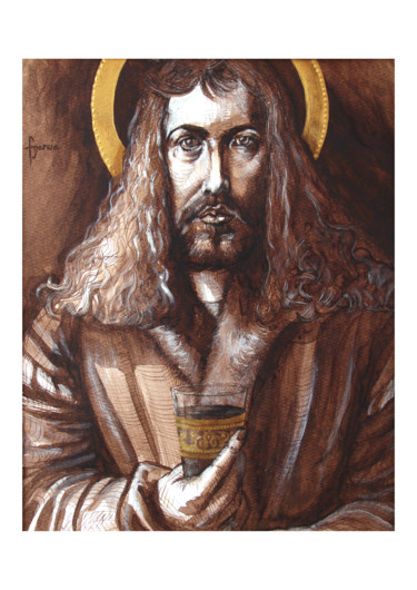 Peinture intitulée "Sa sainteté Dürer" par Fgarcia, Œuvre d'art originale, Acrylique