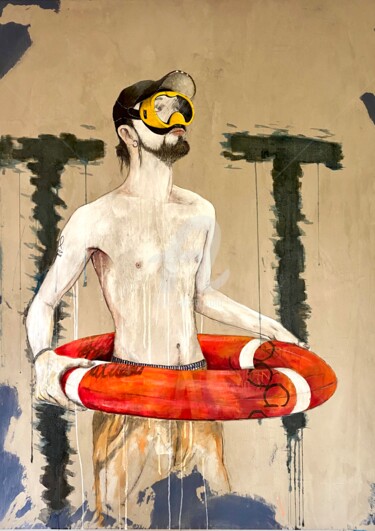 Картина под названием "FISHMAN" - Frédéric Garnier, Подлинное произведение искусства, Акрил Установлен на Деревянная рама дл…