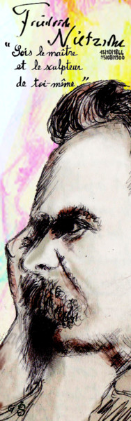 Arte digital titulada "Friedrich Nietzsche" por Gilles David, Obra de arte original, Trabajo Digital 2D
