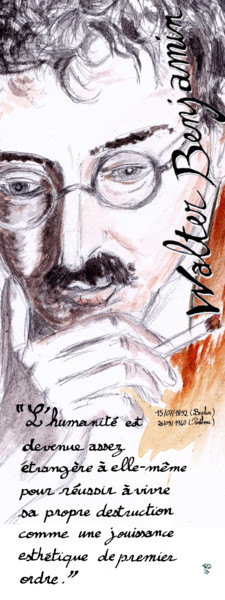 Arte digital titulada "Walter Benjamin" por Gilles David, Obra de arte original, Trabajo Digital 2D
