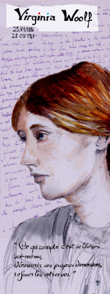 Arte digital titulada "Virginia Woolf" por Gilles David, Obra de arte original, Trabajo Digital 2D