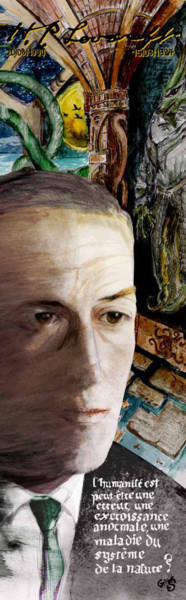 Digital Arts titled "H.P.Lovecraft" by Gilles David, Original Artwork, 2D Digital Work