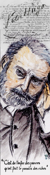 Arts numériques intitulée "Victor Hugo / citat…" par Gilles David, Œuvre d'art originale, Aquarelle