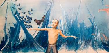 Pintura intitulada "Blue hope" por Gilles David, Obras de arte originais, Acrílico