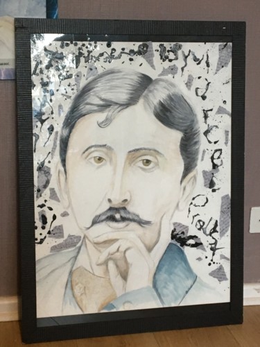 Malerei mit dem Titel "Marcel Proust (orig…" von Gilles David, Original-Kunstwerk, Aquarell