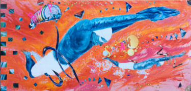 Painting titled "Homo Chlorodelphinus" by Gilles David, Original Artwork, Acrylic