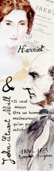 Digitale Kunst mit dem Titel "John Stuart Mill" von Gilles David, Original-Kunstwerk, 2D digitale Arbeit
