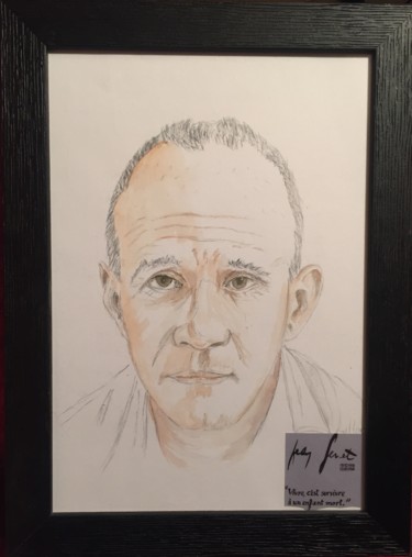 Peinture intitulée "Jean Genet original" par Gilles David, Œuvre d'art originale, Aquarelle Monté sur Panneau de bois