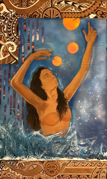 Malerei mit dem Titel "Te mana o te ora" von Gilles David, Original-Kunstwerk, Acryl